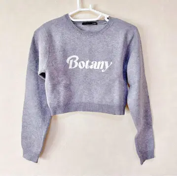 Heather 숏 기장 로고 니트 그레이