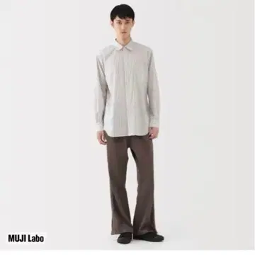 무인양품 남성용 포플린 셔츠 스트라이프 그레이