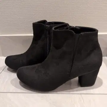 사이드 고어 부츠 숏 블랙 라운드토 와이드 힐 플레인 L 사이즈