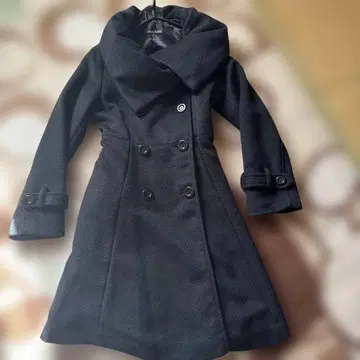 CECI McBEE 블랙 더블 브레스트 롱 코트