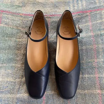 히미코 water massage 펌프스 와이드 힐 네이비 24.5