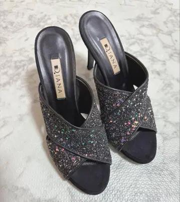 DIANA 블랙 글리터 하이힐 23cm