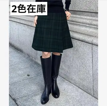 JENE A라인 체크 스커트