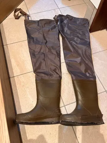 브라운 하이 가슴장화 합성 고무제