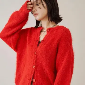 Shelly island 니트 가디건 레드