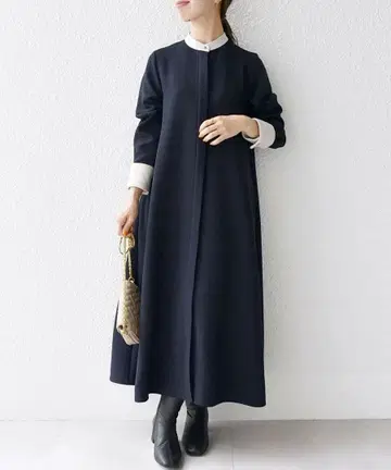 SHIPS any 네이비 긴팔 롱 원피스