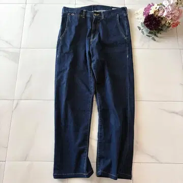 새상품급 Papas 소가죽 패치 논워시 스트레치 니트 데님 팬츠 M