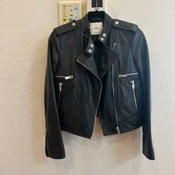 MANGO 천연 가죽 블랙 라이더 자켓 M 사이즈