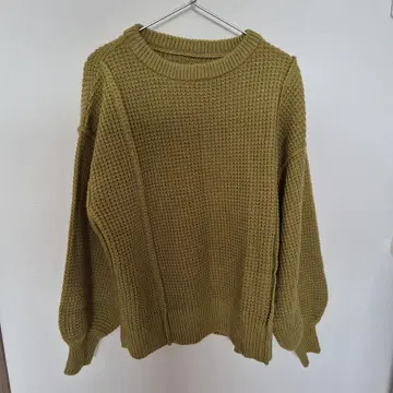 Lumier 뤼미에 와플 편직 크루넥 니트 풀오버 카키
