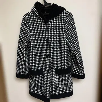 하운드 투스 패턴 코트