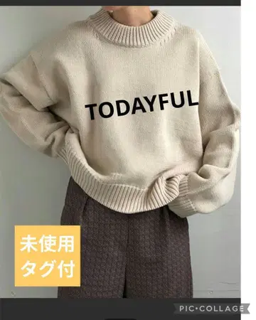 TODAYFUL 라운드 헴 헤비 니트 베이지