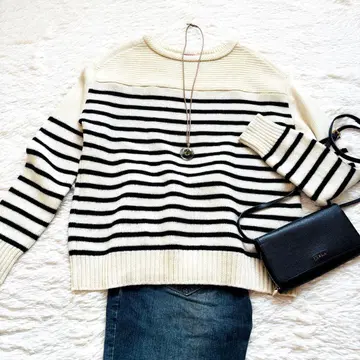 DRESSTERIOR 도레스테리아 보더 니트 스웨터 울 두꺼운 원단