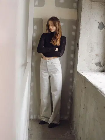 라이트 그레이 데님 하이웨스트 말 MARNO