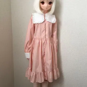 소프트 비닐 시스터즈 사이즈 핸드메이드 프릴 달린 핑크 원피스
