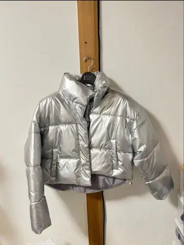 [가격 인하 가능] 실버 크롭 다운 자켓