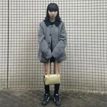 FEKETE 노카라 울 샤기 자켓