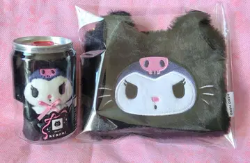 쿠로미 블랙 고양이 마스코트 퍼 파우치 2종 세트 파스텔