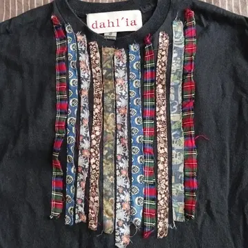 dahl'ia 블랙 긴팔 T셔츠 장식 롱티