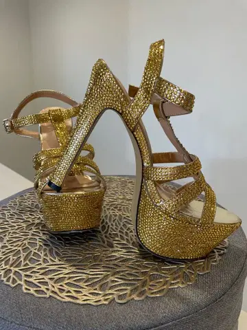 전체 큐빅 장식 핸드메이드 삼바용 하이힐 샌들 콜드