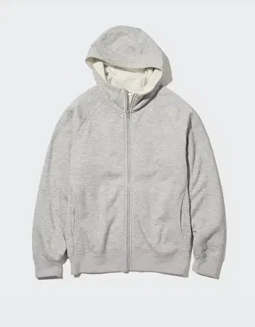 미사용 새상품 히트텍 보아 맨투맨 풀 집업 후드티 GRAY