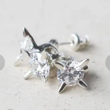 정가 23100 e.m. 지르코니아 3알 후프 귀걸이 실버