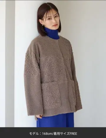 LOWRYSFARM 리버서블 패치워크 블루종 보아 스웨이드