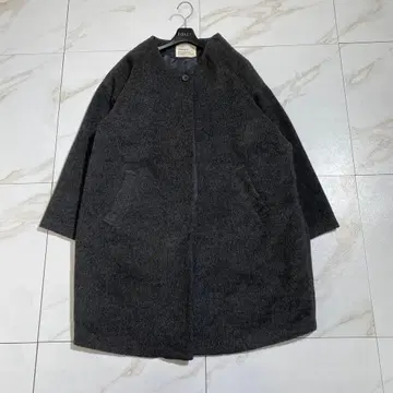 빅 사이즈 서울베리 노카라 샤기 롱 코트 히요쿠 버튼 새상품급