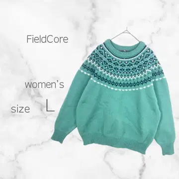 필드코어 노르딕 무늬 니트 풀오버 (L) 터콰이즈 색상 겨울
