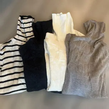 리브 편직 터틀넥 스웨터 4세트