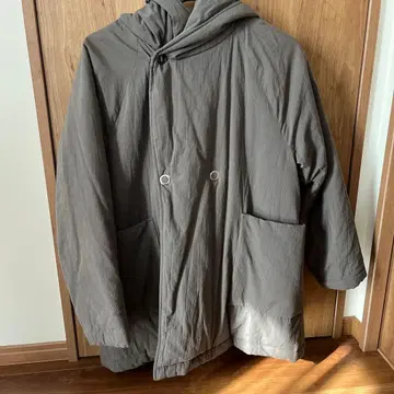 HAU 후드 부착 다운 자켓 38 그레이