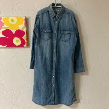 23구 데님 셔츠 원피스 스냅 버튼