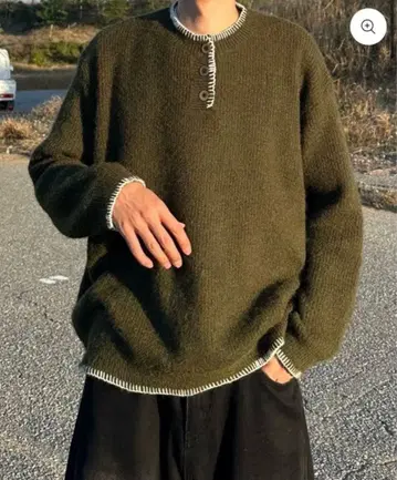 헨리넥 스티치 니트 HA0143