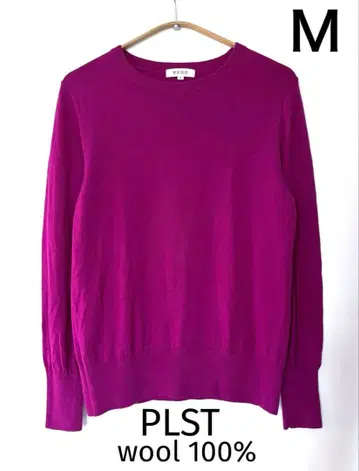 [새상품급] PLST 크루넥 니트 푸샤 핑크 보라 계열 M 울 100%
