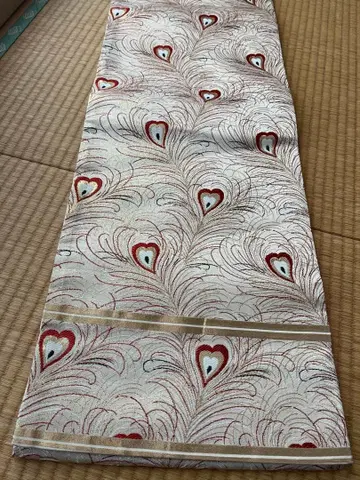 깃털 무늬 하트형 후쿠로 오비 미사용