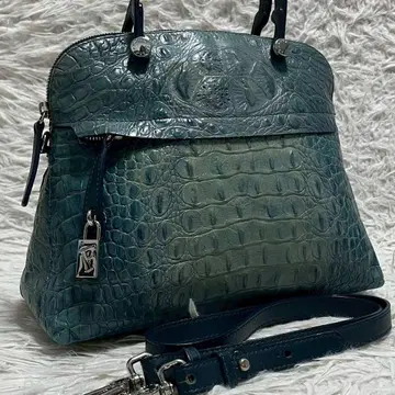 레어 FURLA 파이퍼 돔형 핸드백 2way 숄더 악어 엠보싱