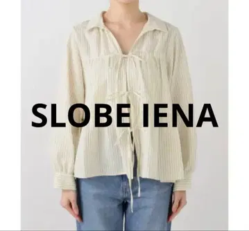 SLOBE IENA 스트라이프 사커 리본 블라우스