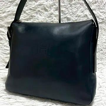 HIROFU 히로프 원숄더백 천연 가죽 H 로고 엠보 네이비