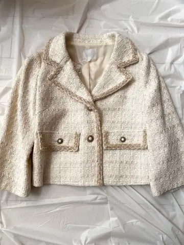 자유구 라메 트위드 자켓 졸업식 입학식 미사용 새상품 팔분 소매