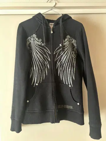 할리 데이비슨 블랙 후드티 날개 디자인 여성용 M