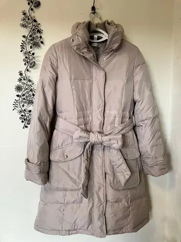 얇은 베이지 롱 다운 자켓