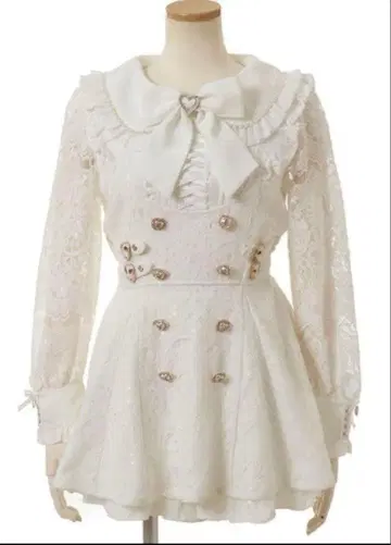 LIZLISA 사이드 하트 버클 레이스 셋업 화이트