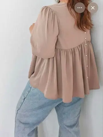 [ 미사용 새상품 ] 미앤모 페플럼 셔츠 모카 FREE size 택 포함