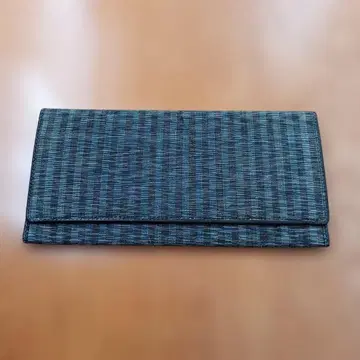 블루 계열 스트라이프 이단 장지갑