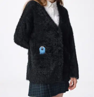 GU 퍼펫스 오버 사이즈 가디건 M 사이즈 블랙