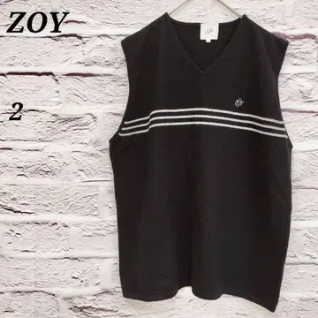 조이 2 V넥 풀오버 베스트 3선 울&캐시미어 자수 블랙