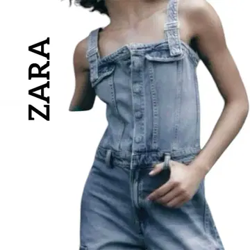 ZARA 자라 TRF 카고 점프수트 데님 살로펫 블루 XS