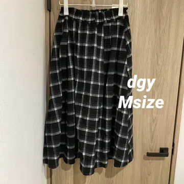 새상품 dgy 면 소재 체크 플레어 롱 스커트 M