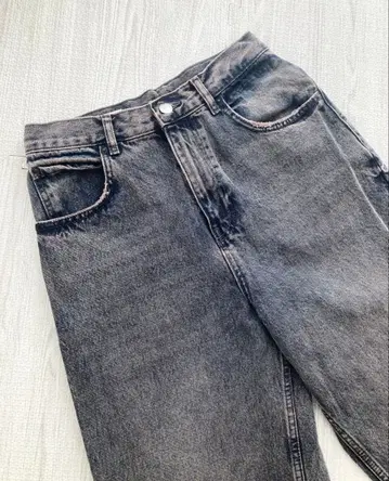 ZARA (자라) 데미지 와이드 데님 팬츠 블랙