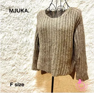 MJUKA. 라메 혼방 니트 F 브라운 입체 편직 루즈핏 귀여운