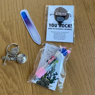 감사 메시지 배지 다기능 펜 키링 세트 해외 잡화